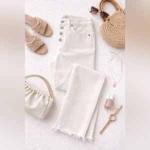 Madewell 10” High-Rise Skinny Jeans – White – Size 24 – Frayed Hem Like New